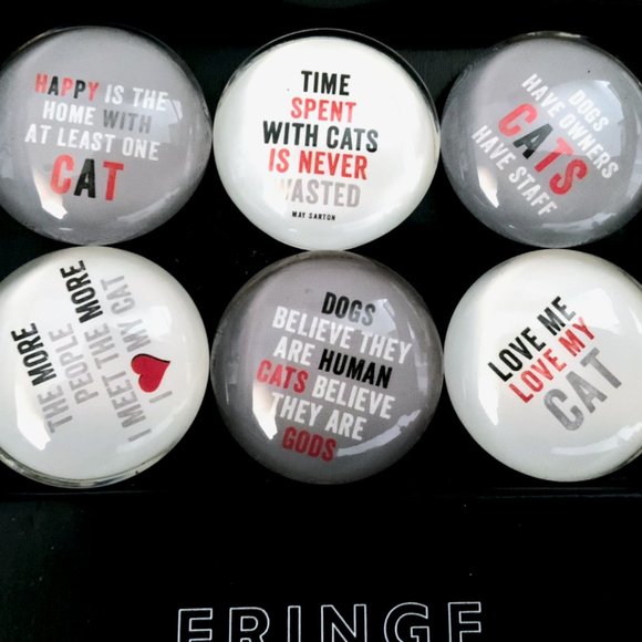 Fridge Domed Glass Magnet FRINGE 6 Piece Set CAT LOVE AND APPRECIATION - Picture 2 of 11